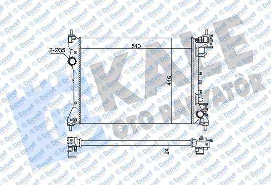 KALE 363070 Radyator [Brazing Versiyonu Kl351280] Fiat Doblo (152.263) - Opel Combo - Alf Romeo Mito 10> Ac/Nac (Mt) [Me Kanik] [540x416x24]